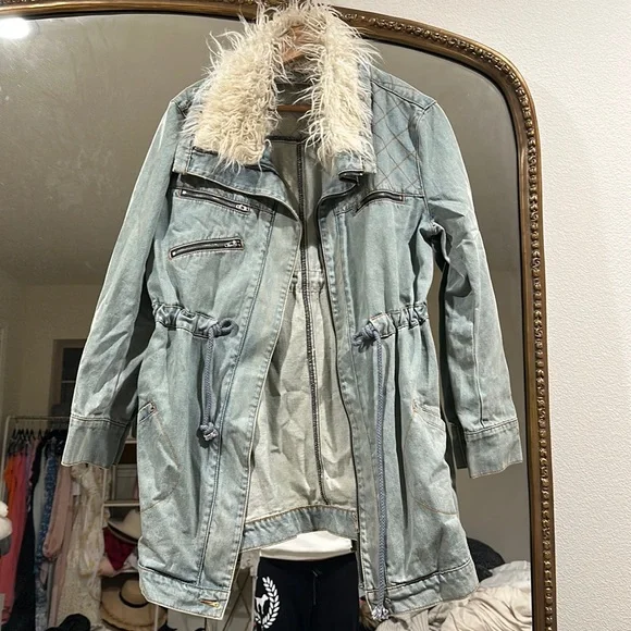 Somedays Lovin Jackets Coats Somedays Lovin Denim Faux Fur